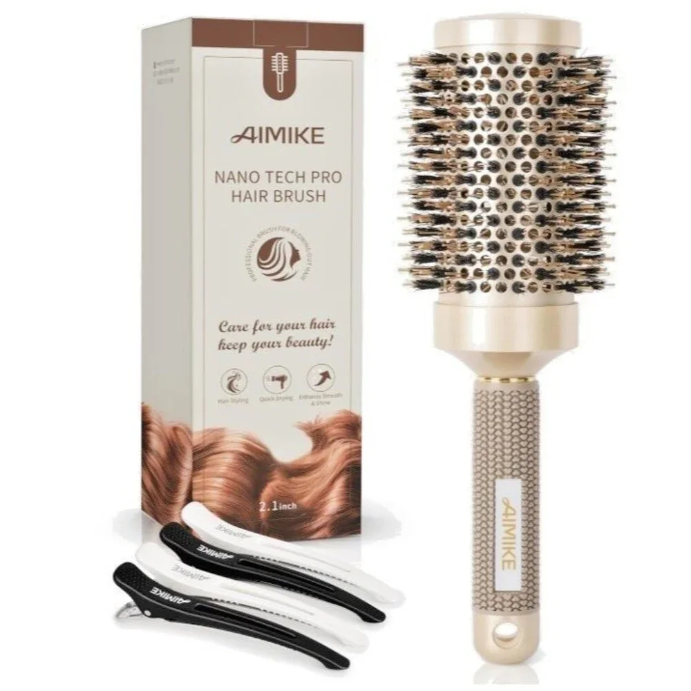 AIMIKE Round Hair Brush Nano Thermal Ceramic & NaIo Tech 2.1 Inch NEW in Box